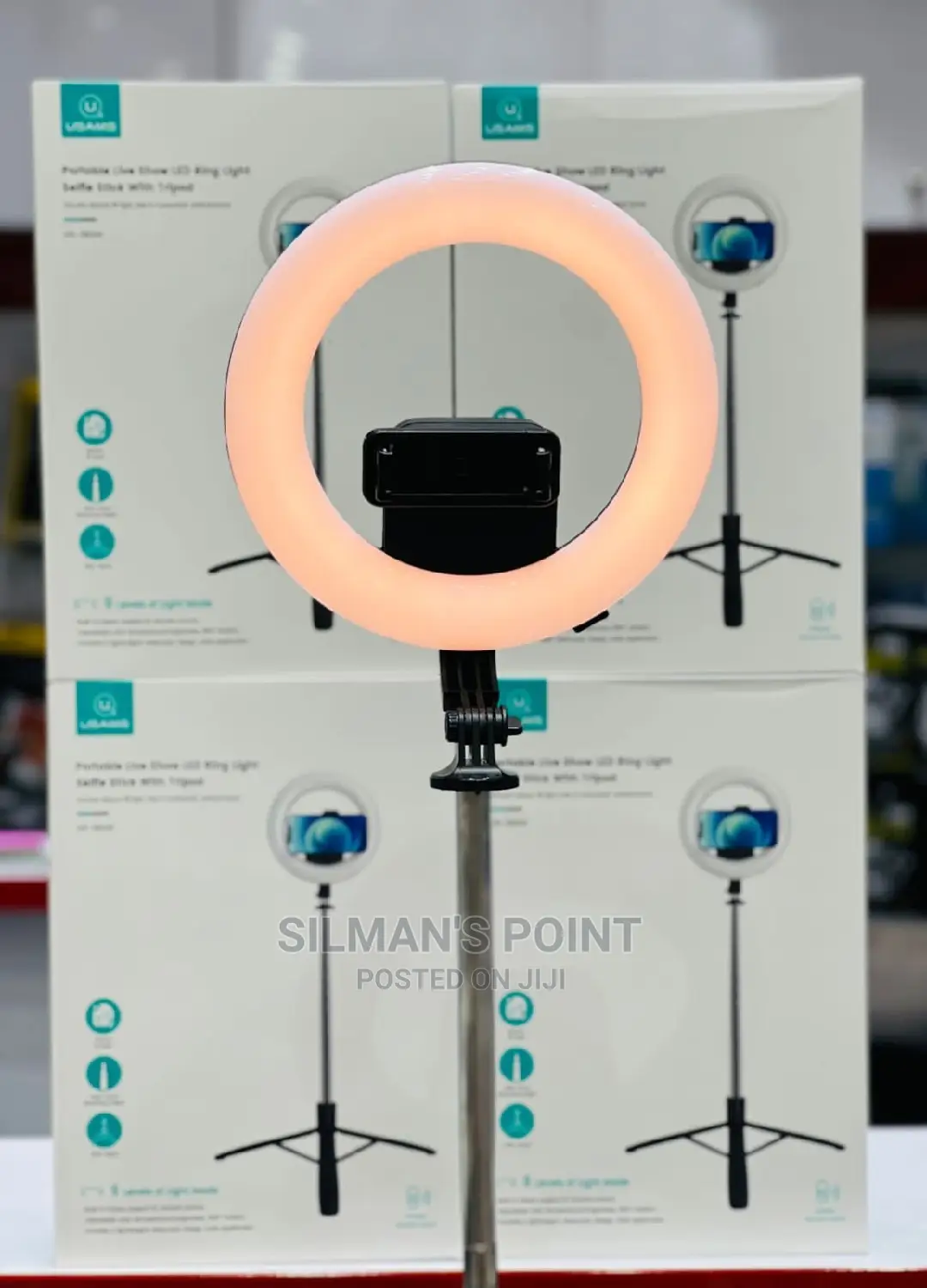 Usams Portable Live Show LED Ring Light Selfie Stick