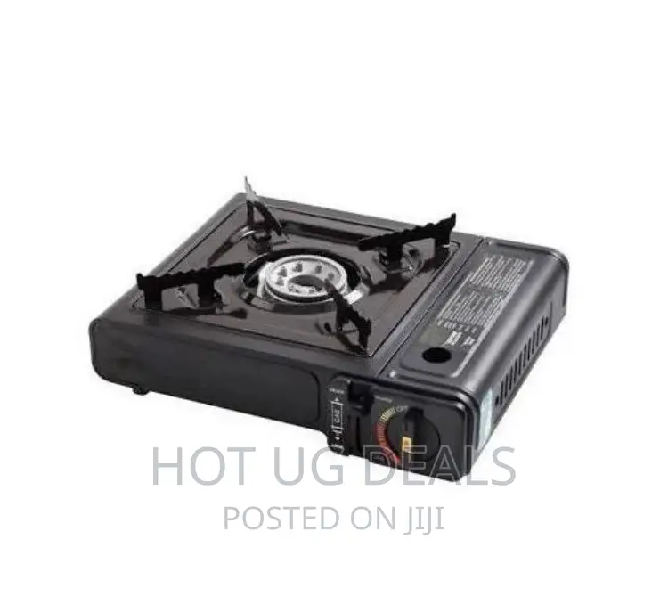 Portable Single Gas Stove With 4 Butane Gas Can -Black