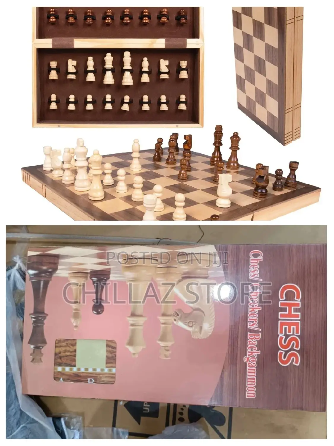 3in1 Foldable Wooden Chess Board.