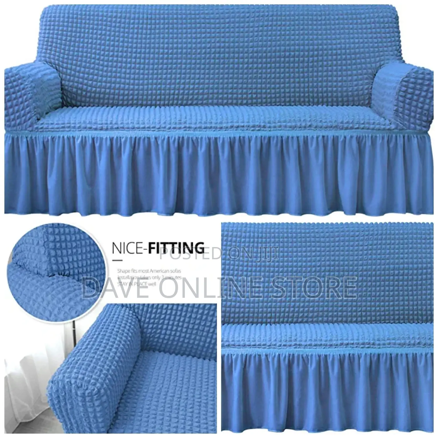 3:1:1 Blue Elastic Sofa Covers