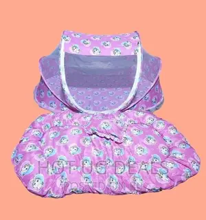 Foldable 3 Piece Baby Net With Cotton Pillow and Pad -Pink