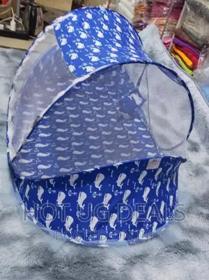 Foldable 3 Piece Baby Net With Cotton Pillow and Pad -Blue