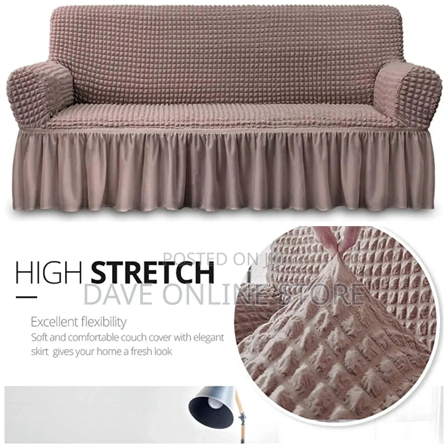 3:1:1 Coffee Brown Five Seater Elastic Sofa Covers
