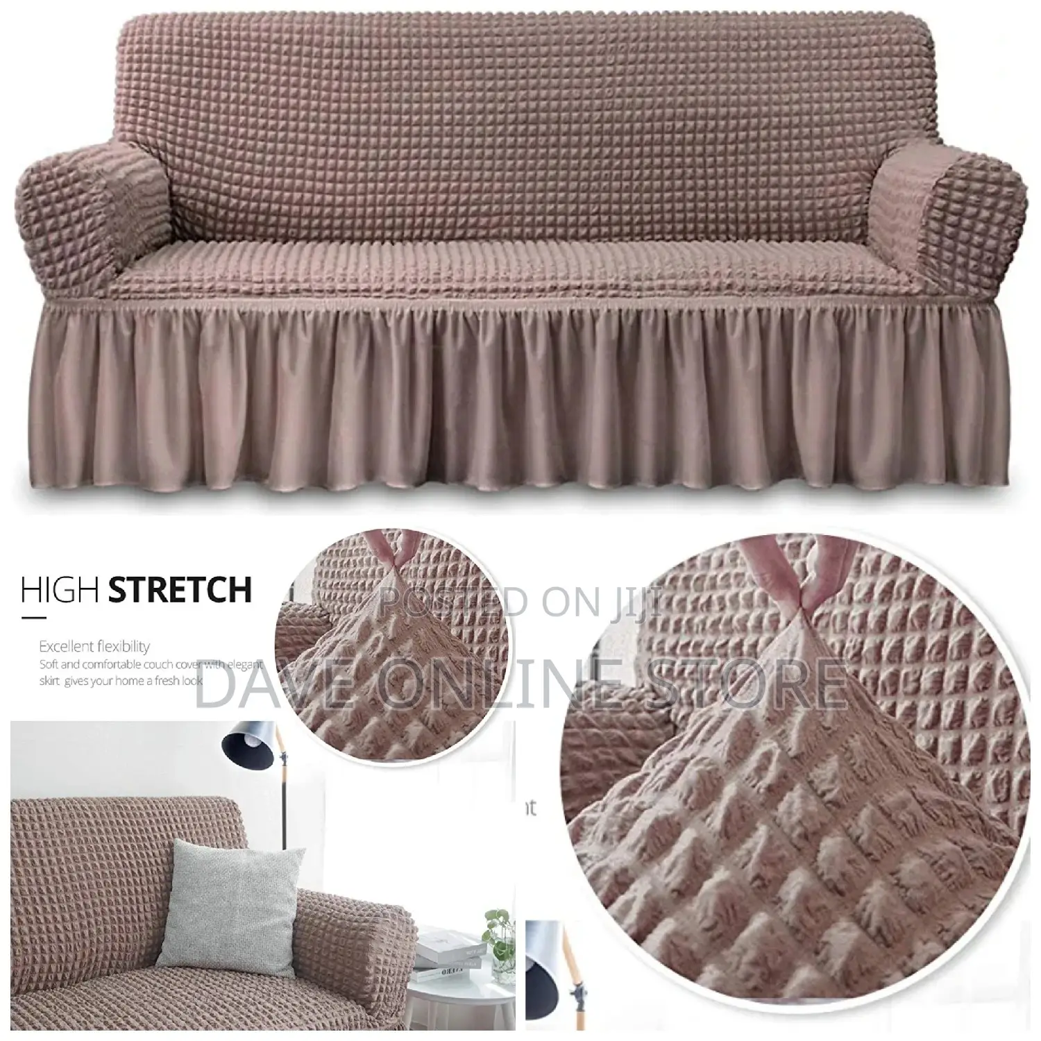 3:2:1 Coffee Brown Six Seater Elastic Sofa Covers