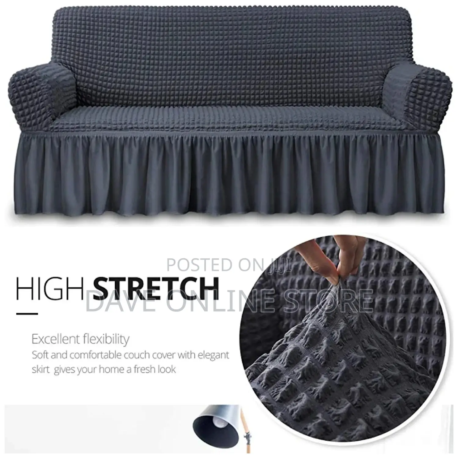 3:1:1 Dark Grey Five Seater Elastic Sofa Covers