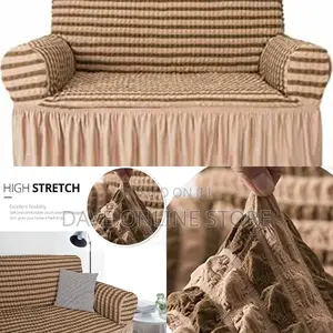 3:2:1 Six Seater Double Khaki Elastic Sofa Covers