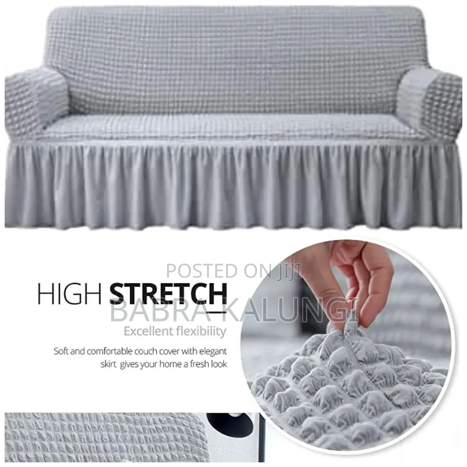 3:1:1 Light Grey Five Seater Elastic Sofa Covers