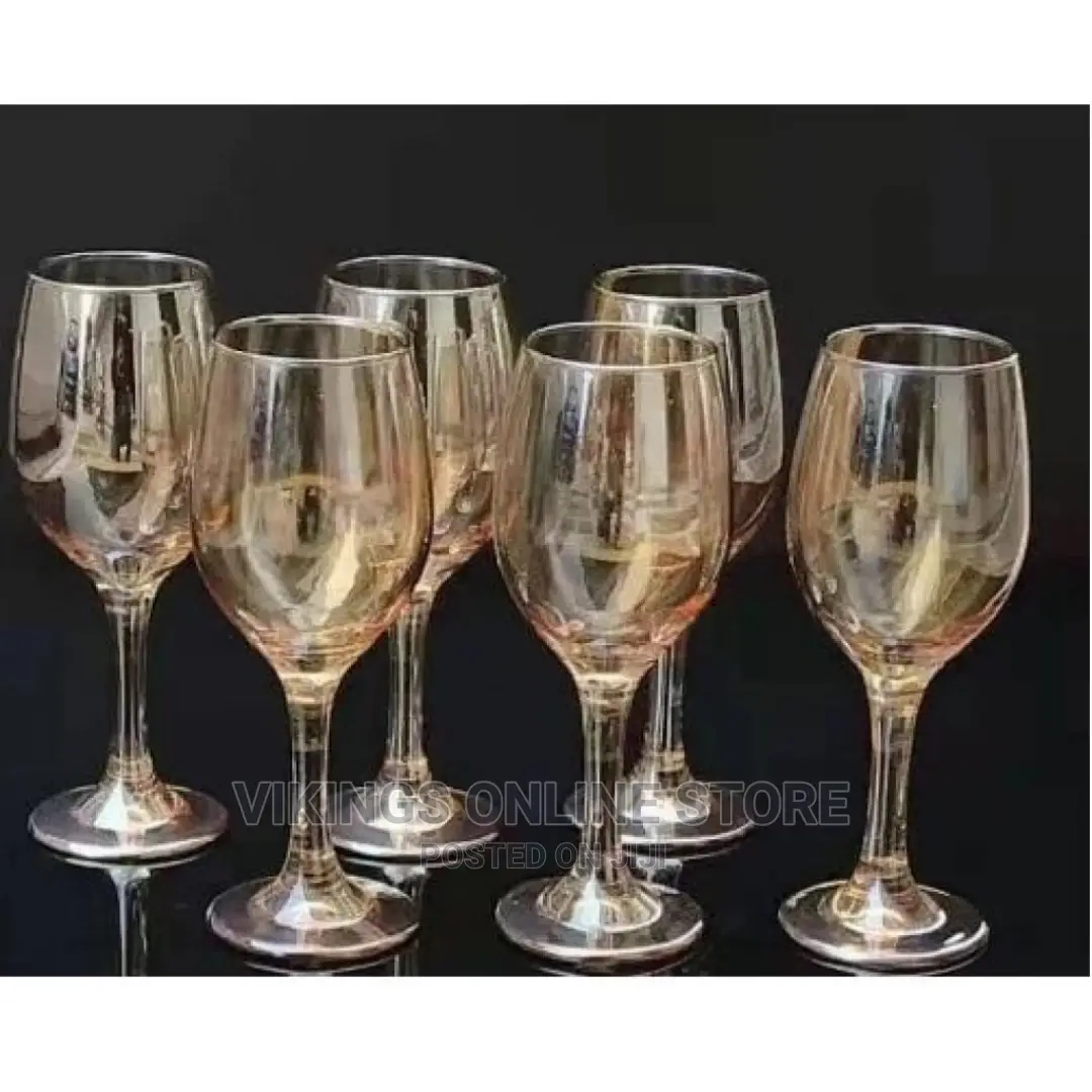 6 Pc Gold Lead-Free Juice, Champagne Wine Glasses Decorative