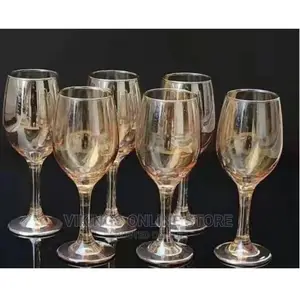 6 Pc Gold Lead-Free Juice, Champagne Wine Glasses Decorative