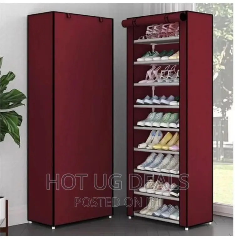 Metallic Shoe Rack 9 Layer - Red