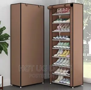 Metallic Shoe Rack 9 Layer - Brown