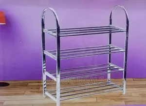 4 Layer Metallic Shoe Rack - Silver