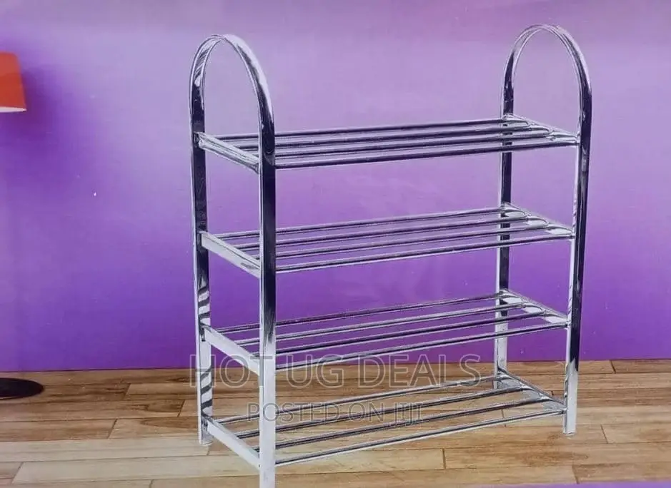 4 Layer Metallic Shoe Rack - Silver
