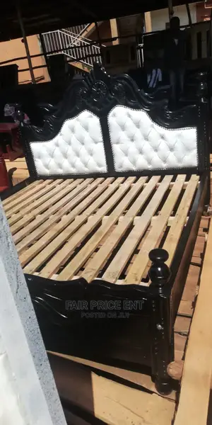 Vip Executive Wood Leathered Bed. 6x6 ( White)