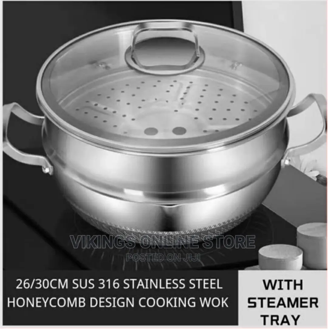 34cm Non-Stick Steamer Induction Wok Cookware Saucepan Pot
