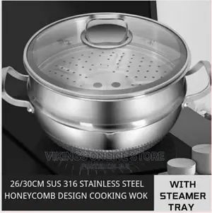 34cm Non-Stick Steamer Induction Wok Cookware Saucepan Pot