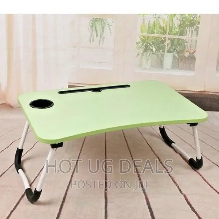 Portable Foldable Table With Tablet and Cup Holder - Green