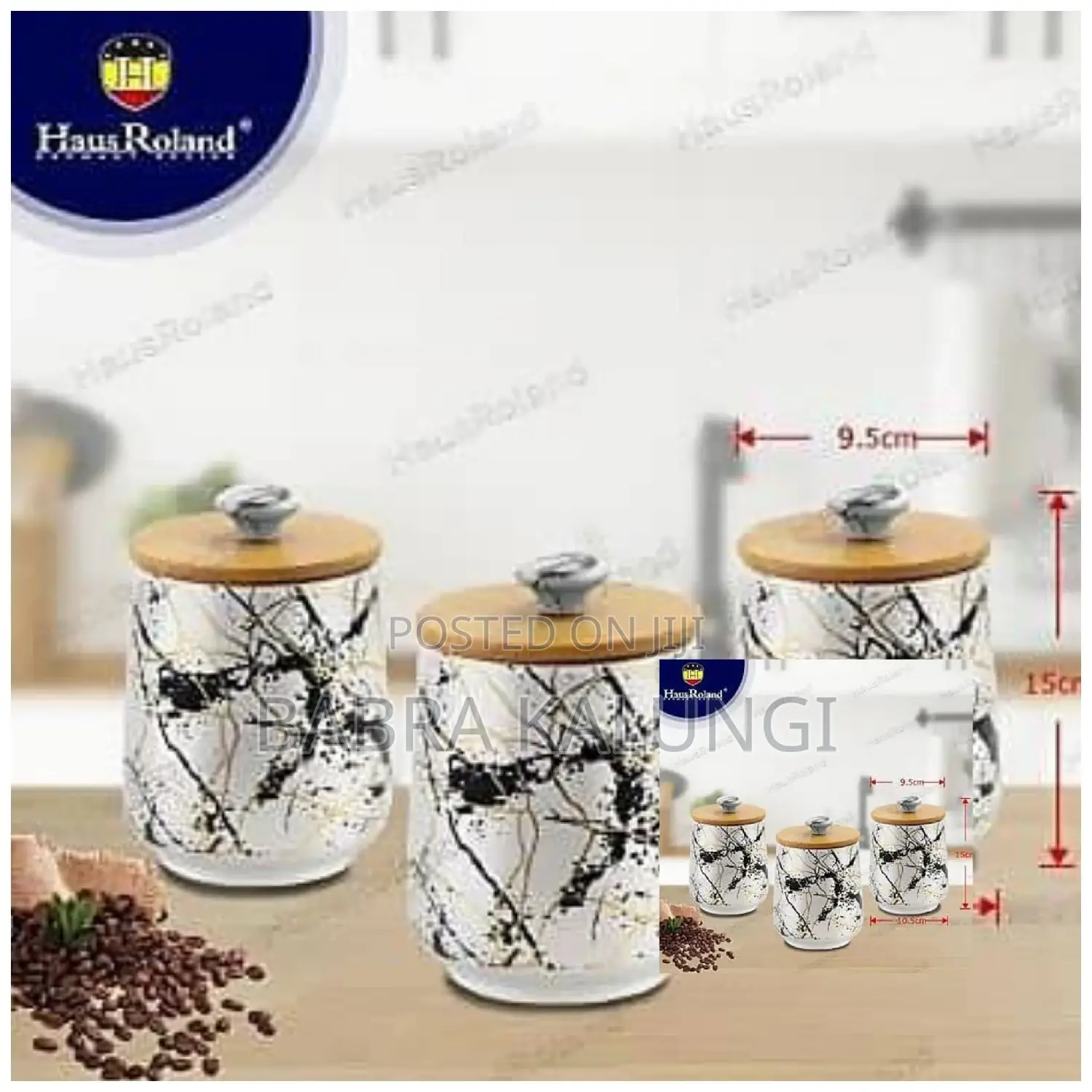 3pc Ceramic Sugar Bowl Coffee Tea Storage Containers