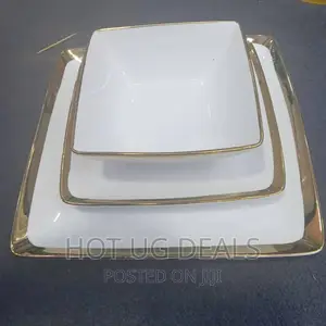18pcs Dinner Set Plates - White/ Gold