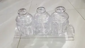 Acrylic Set of 3 Cannisters for Sugar, Tea, Coffee, Honey.