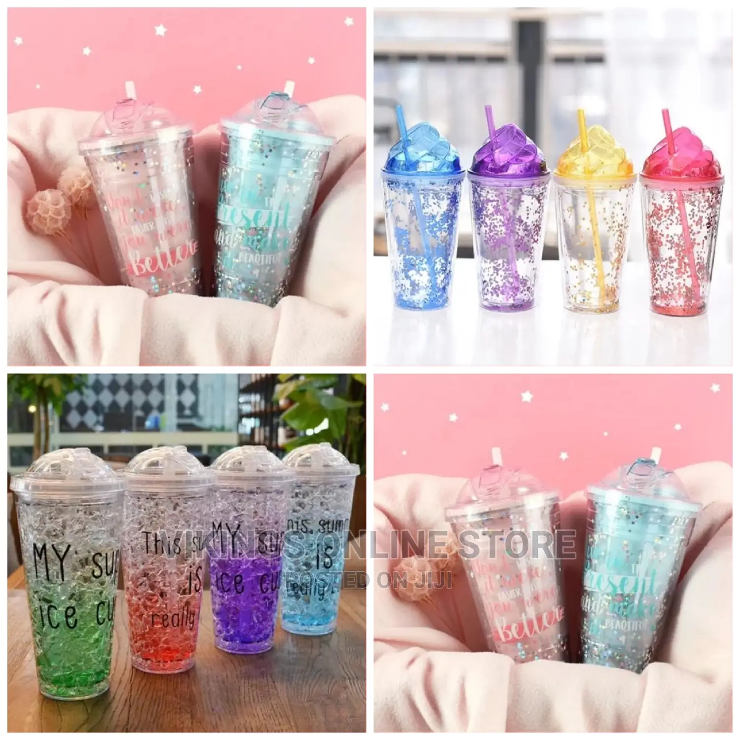 1pc 2-Layer Ice Cream Smoothie Juice Bottle Cup.