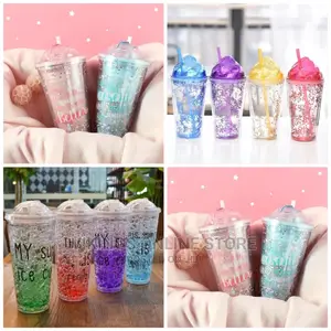 1pc 2-Layer Ice Cream Smoothie Juice Bottle Cup.