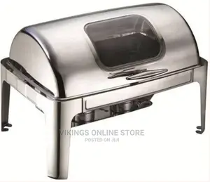 9L Single Rectangular Roll Top Chafing Dish.