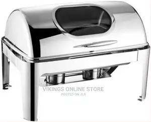 9L Single Rectangular Roll Top Chafing Dish.