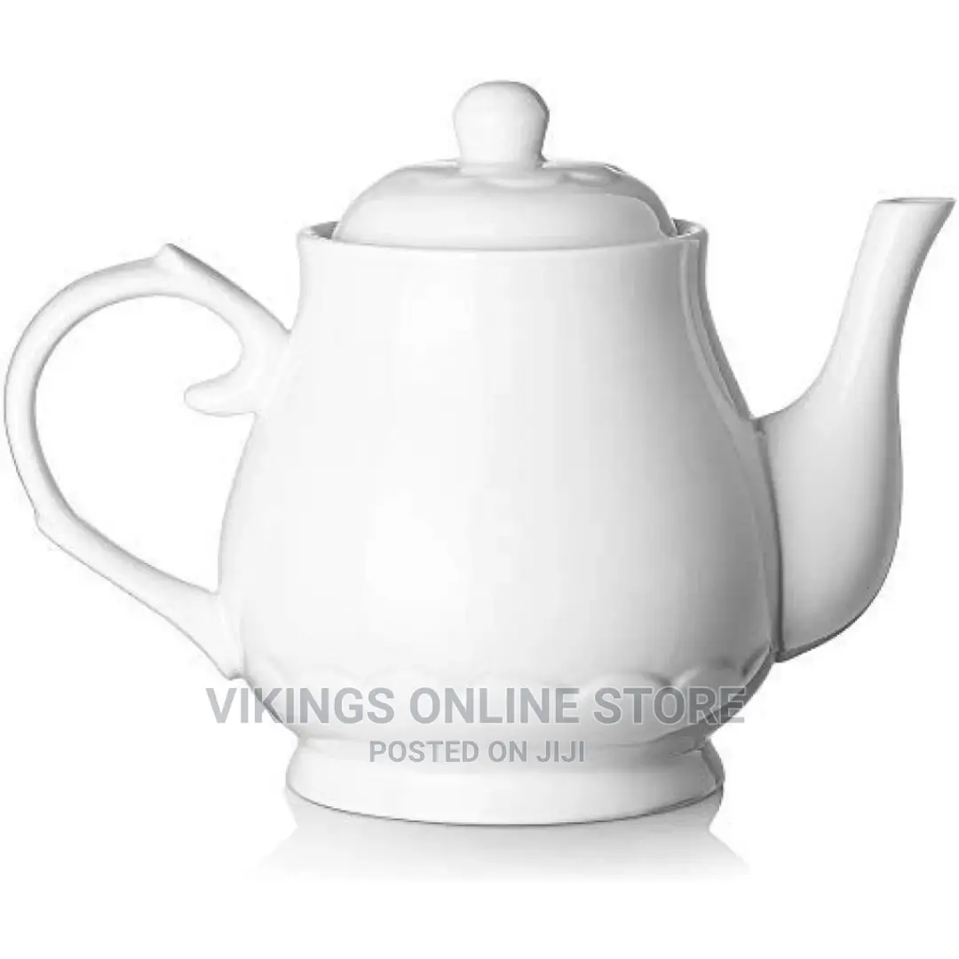 Round Ceramic Teapot, 24 Ounces – White