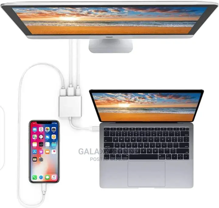 3in1 Type C to Hdmi Usb3.0 and Usb C Power Port