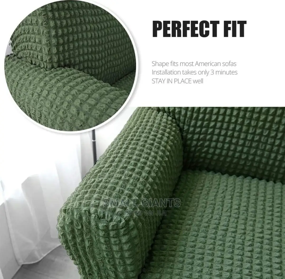 3:2:1 Green Six Seater Elastic Sofa Covers