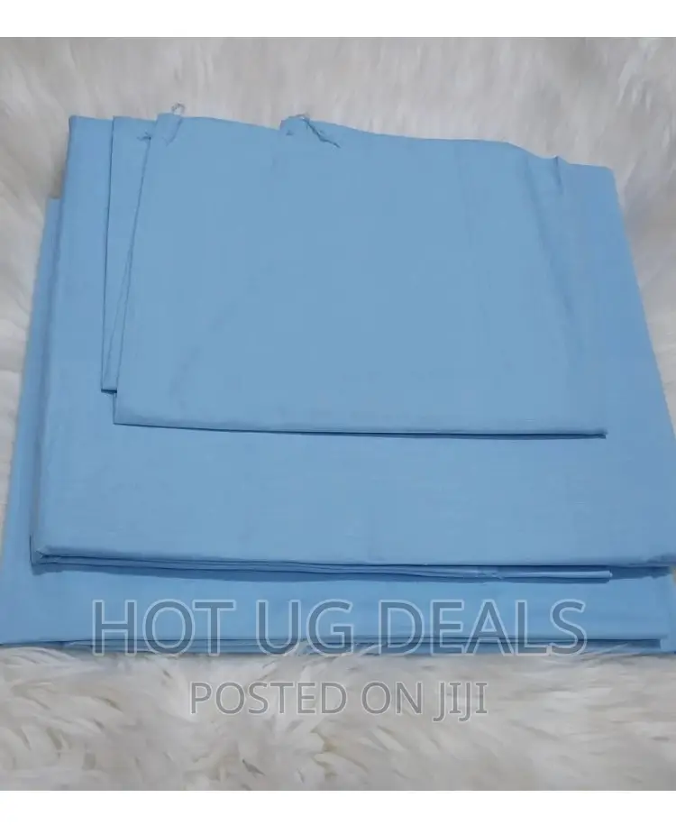 4pc 5x6 Cotton Bedsheets With 2 Pillowcases- Blue