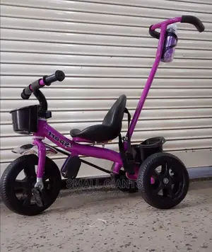 Kids Tricycle With a Push Handle and Drinking Water Bottle