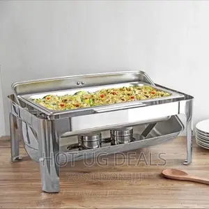 9L Single Rectangular Roll Top Chafing Dish Glass Lid Buffet
