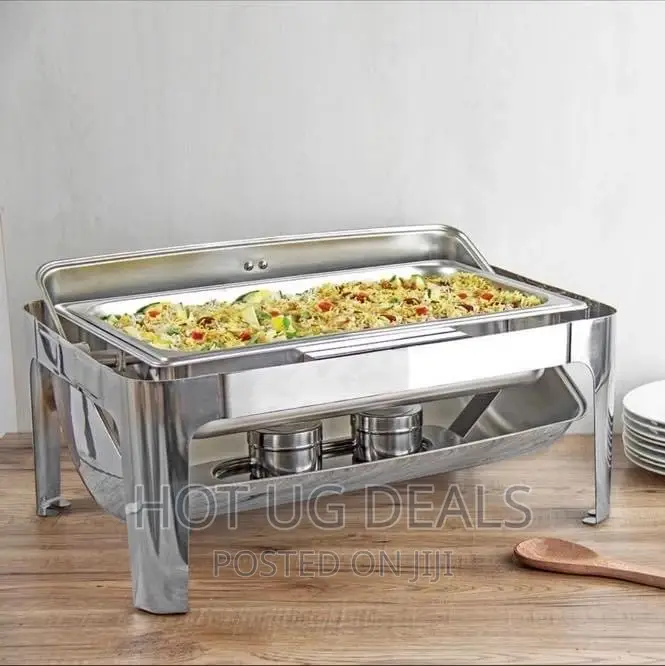 9L Single Rectangular Roll Top Chafing Dish Glass Lid Buffet