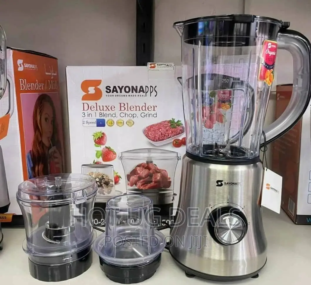 3 in 1 Sayonaapps Deluxe Blender With Copper Motor- Silver