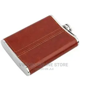 9 Oz Stainless Steel/Leather Hip Flask, Pocket Bottle-