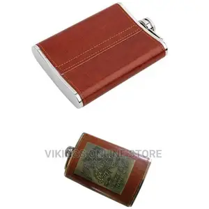9 Oz Stainless Steel/Leather Hip Flask, Pocket Bottle-