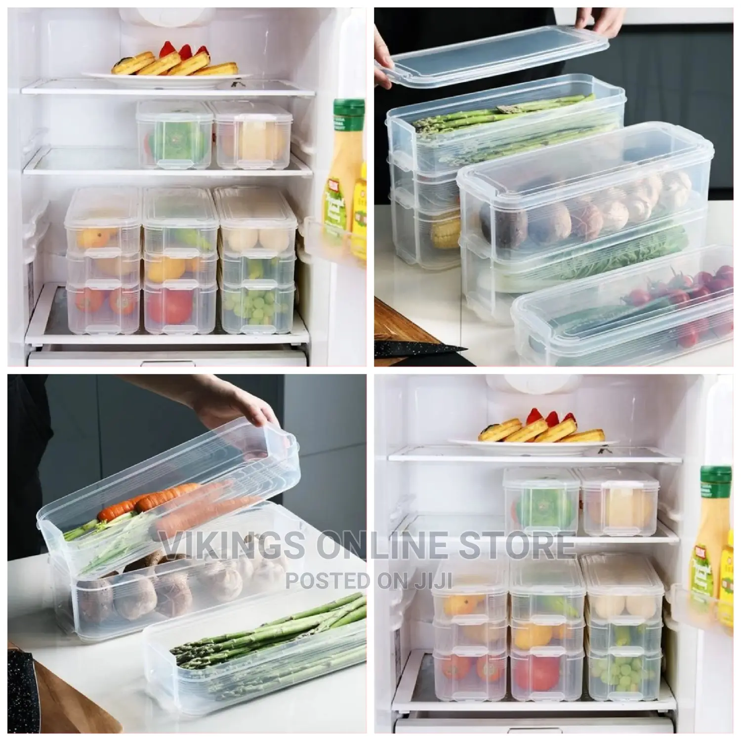 3 Layer Food Storage Fridge Container Boxes- Clear