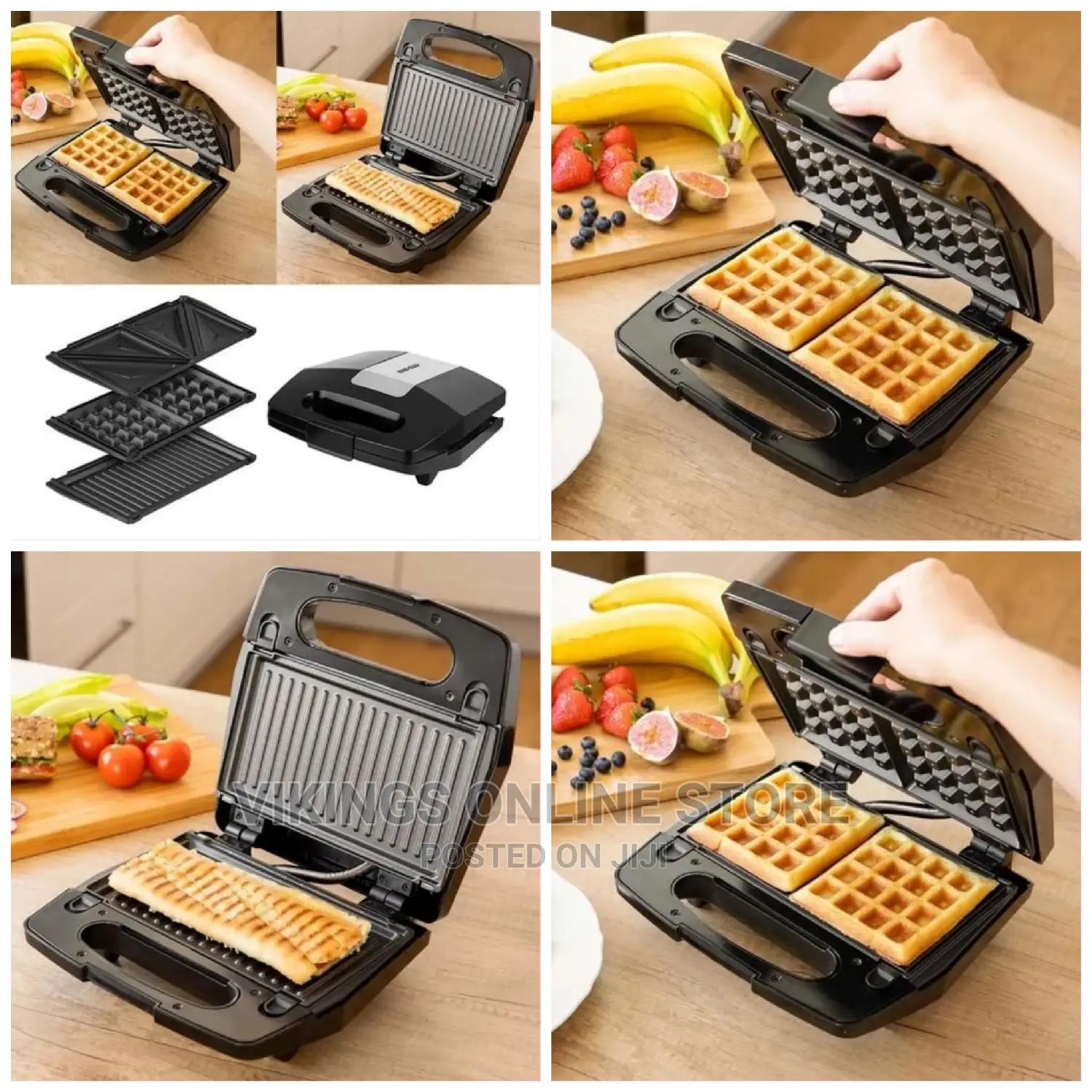 Hoffmans 3 in 1 Waffle Maker Sandwich Machine Barbecue