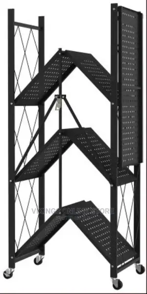 4 Tier Foldable Storage Shelves With Wheels.