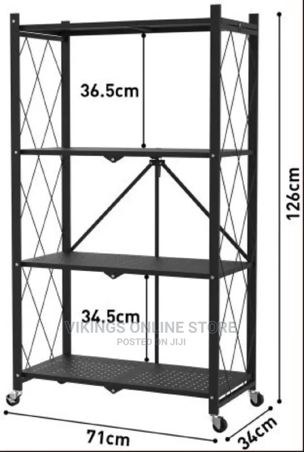 4 Tier Foldable Storage Shelves With Wheels.