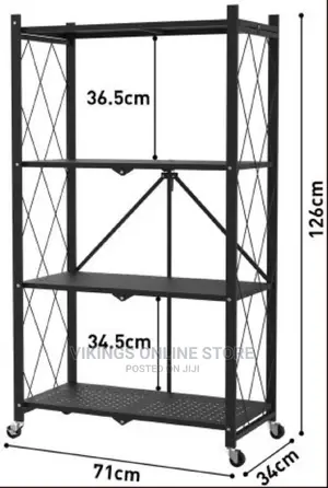 4 Tier Foldable Storage Shelves With Wheels.