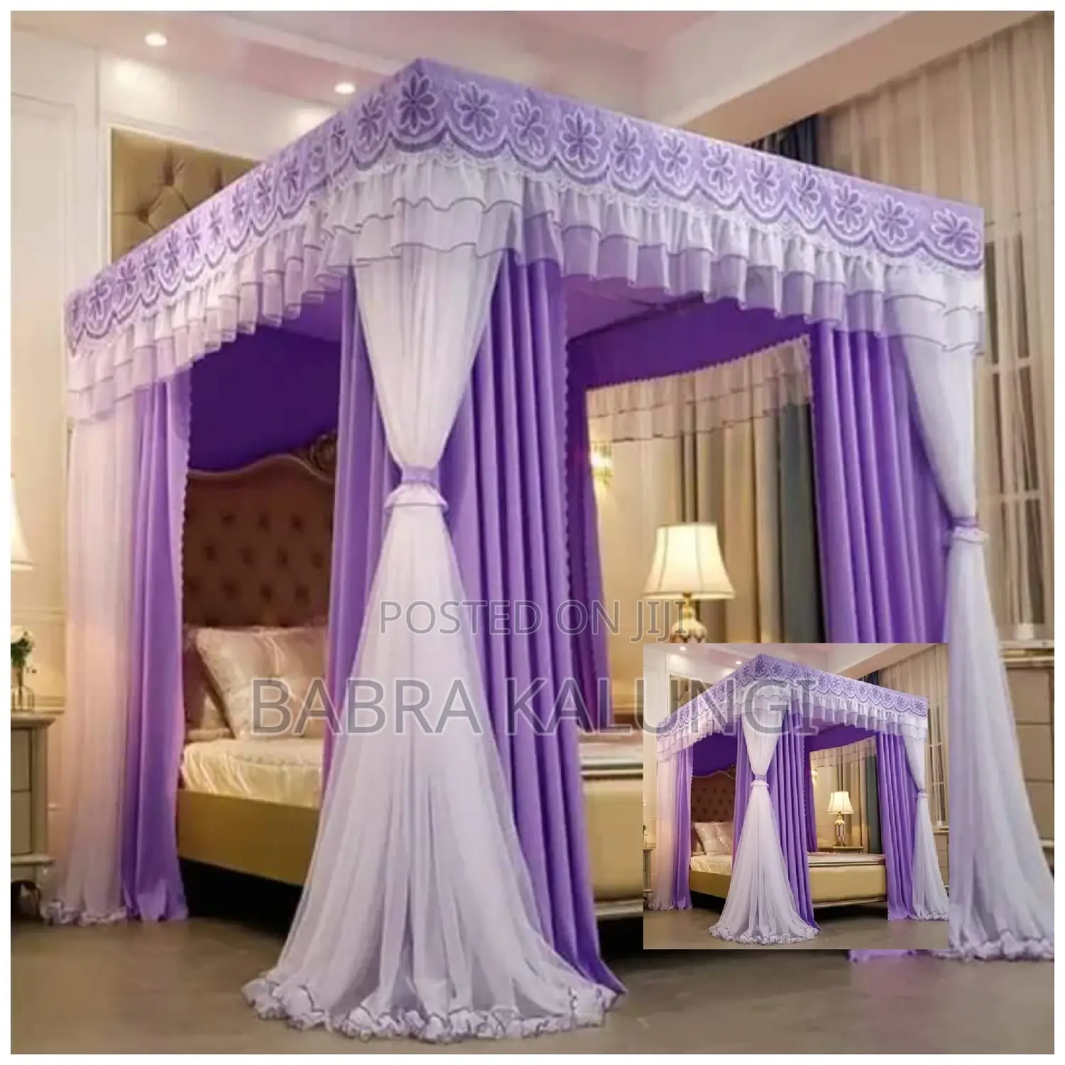 Four Stand Rail Mosquito Net 6*6 Purple
