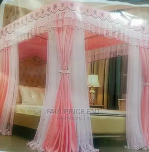 4 Stands Mosquito Net With Curtains.6x6( Pink)