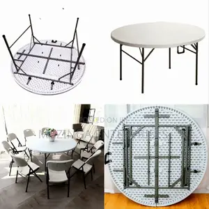 8-10seater Foldable Round Plastic Tables With Aluminium Legs