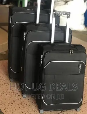 3pcs Leather Suitcase - Black
