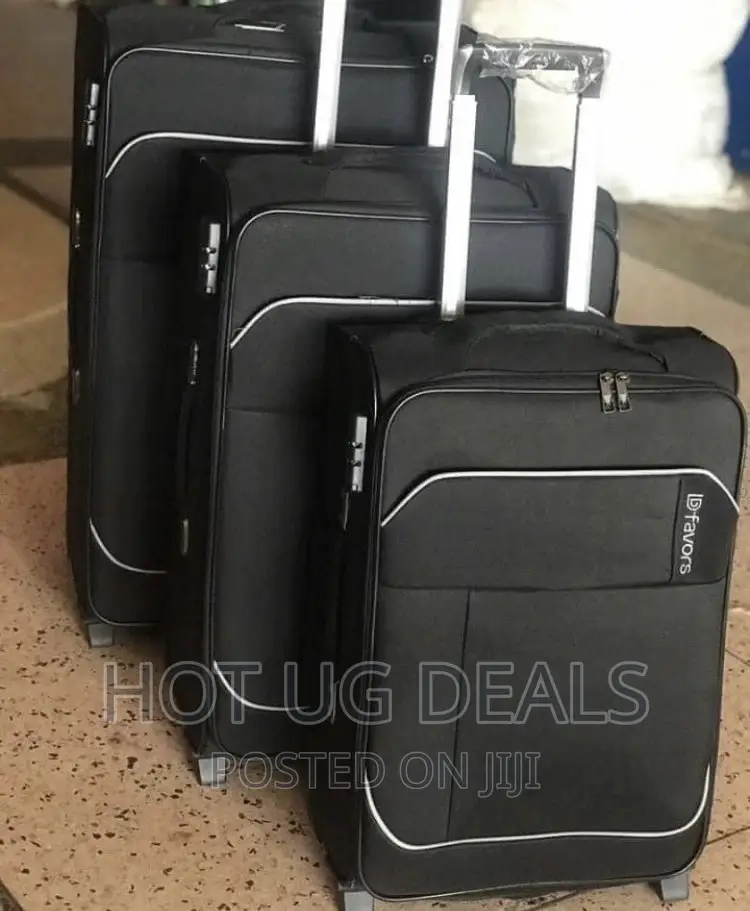 3pcs Leather Suitcase - Black