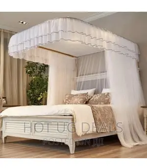 5x6 Metallic U-shape 2 Stand Mosquito Net With Rails – White