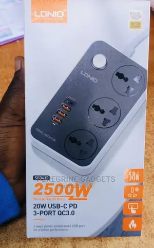 3way Power Socket Faster Smart Charging and 4 USB Port